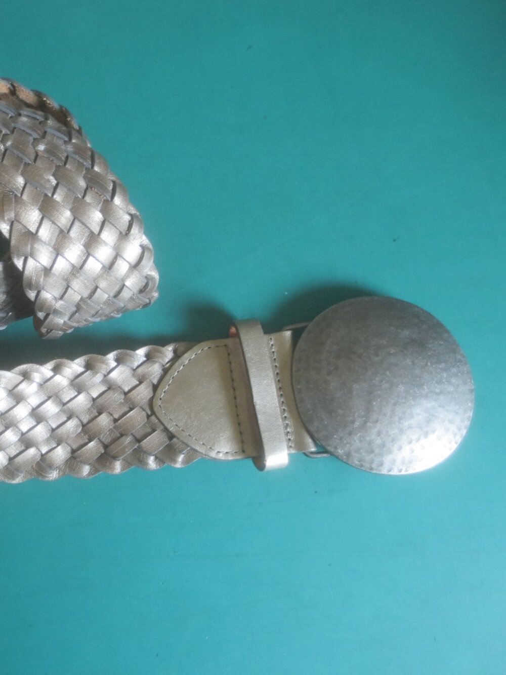 Brand New Luisa Cerano Braided Gold Tone Wide Leather Belt and Buckle.